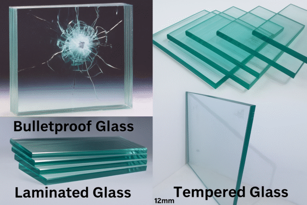 Tuff (toughened glass), laminated glass, bullet proof glass